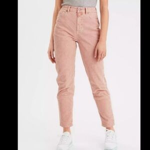 American Eagle Super stretch pink corduroy high rise curvy Mom Jean